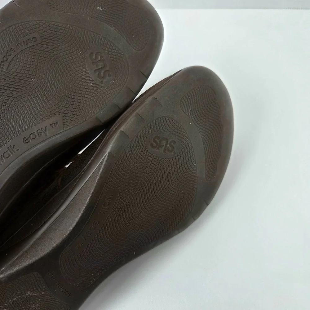 SAS EZ Strap‎ Step Out Mary Jane Comfort Shoes Brown Suede Leather Women 9.5